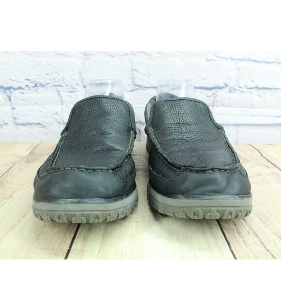 *LL Bean All Week Black Leather Slip On Moccasin Slipper Shoes Size 12.5 Inches - Picture 4 of 10
